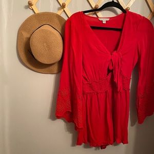 Tie front American eagle romper